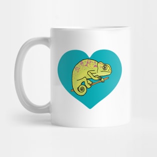 Blue Heart Colorful Chameleon for Chameleon Lovers Mug